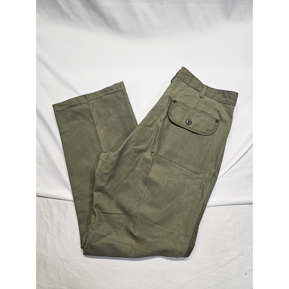 SafTbak Vintage Mens Olive Green Canvas Hunting Pants Reinforced Leg 40x32 USA